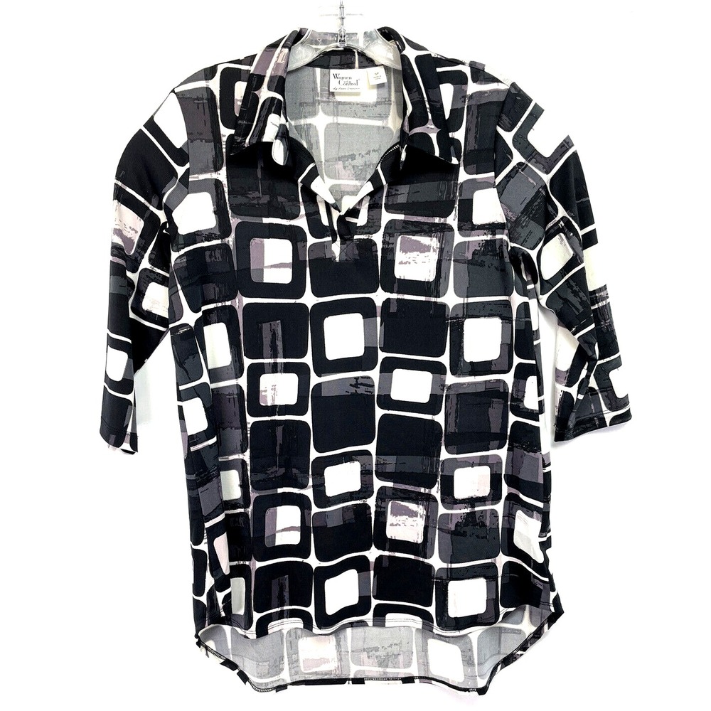 Women in Control Womens  Sz Small Multicolor Squares Pattern Shirt (D13) NW/OTs
